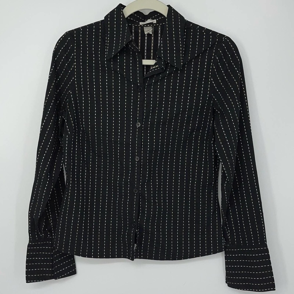 OLD NAVY BLACK & WHITE STRIPED BUTTON DOWN SMALL